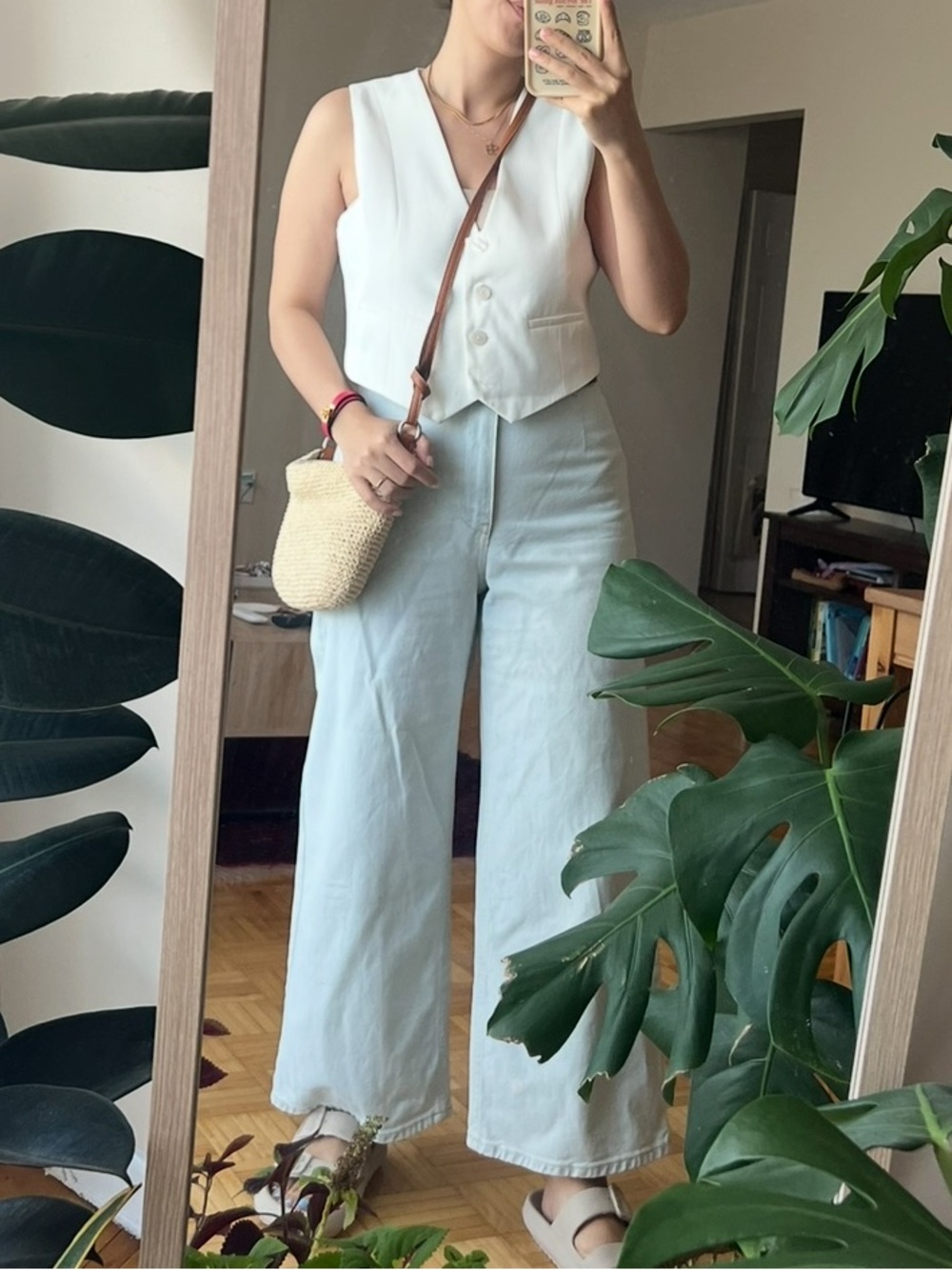 SHEIN Light Blue High-Rise Wide Leg Pants